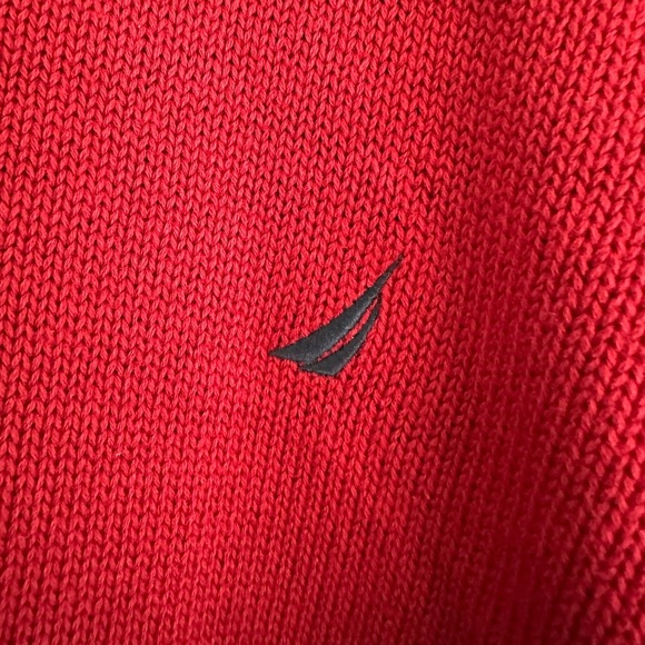 Vintage 00s Nautica Red‎ Navy Colorblock Knit Sweater Classic Nautical Preppy XL - Picture 2 of 5